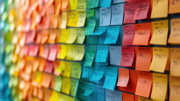 Kanban Wall with Sticky Notes