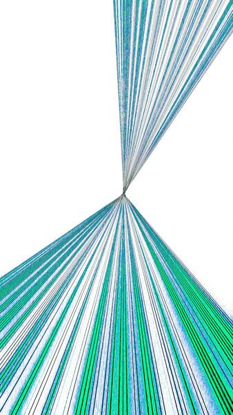 Abstract visualization of converging blue and green light lines representing data flow